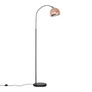 Image of Curva Dark Grey Floor Lamp with Copper Arco Shade