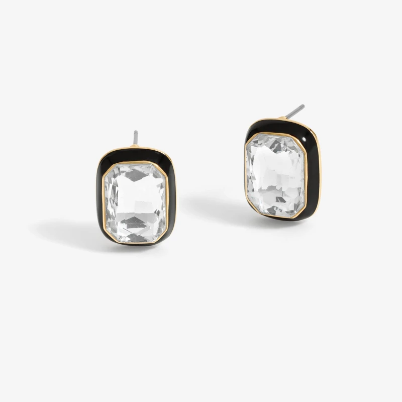 Image of Jon Richard Crystal And Enamel Statement Earrings Gold
