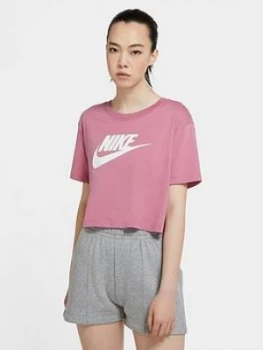 Image of Nike Essentials Futura Short Sleeve Crop Top - Pink