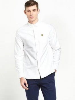 Image of Lyle & Scott Long Sleeve Oxford Shirt, White, Size S, Men