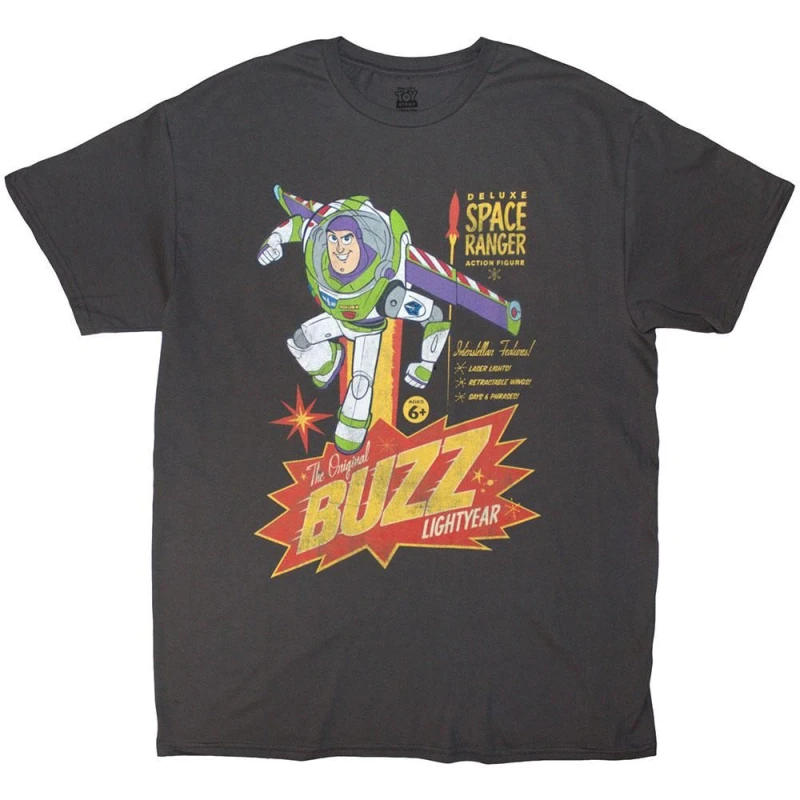 Image of Toy Story Mens Original Buzz T-Shirt in Charcoal Size: XL Charcoal Male XL