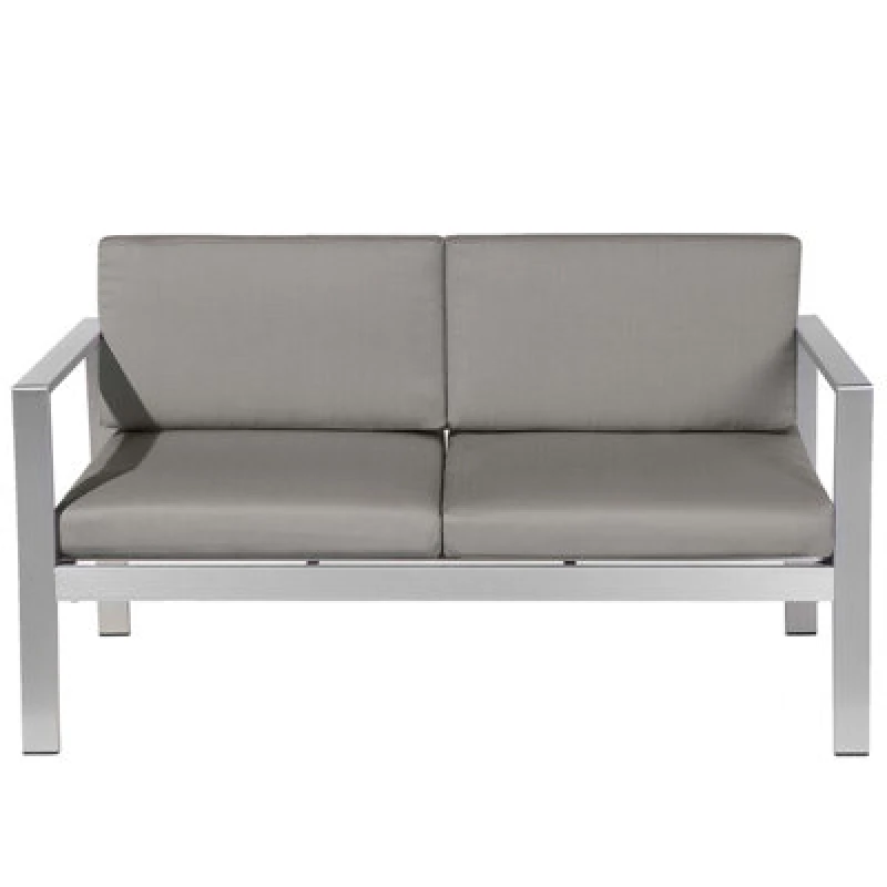 Image of Beliani Garden Sofa 2 Seater Salerno Metal Dark Grey