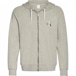 Image of Calvin Klein Logo Zip Hoodie - Grey Heather