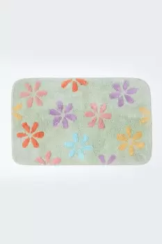 Image of Floral Multi Colour Cotton Bath Mat