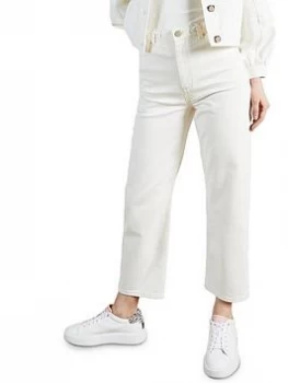 Image of Ted Baker Plaited Waistband Straight Leg Jean - White, Size 27, Women