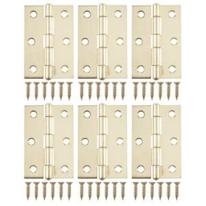Image of Brass Effect Metal Butt Hinge Pack of 6
