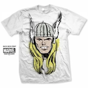 Image of Marvel Comics Thor Big Head Distressed Mens White T-Shirt XX Large