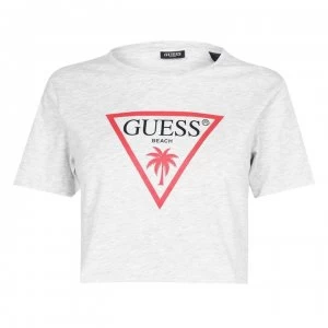 Image of Guess Logo Crop T Shirt - Grey H905