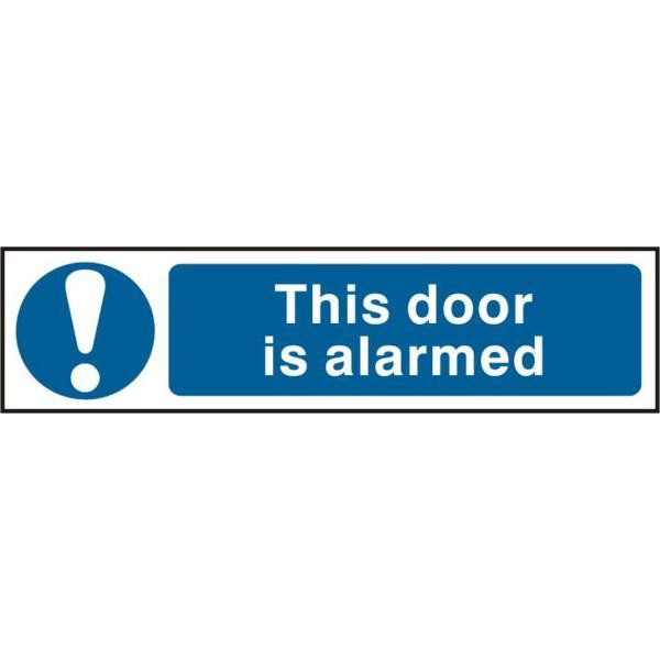 Image of ASEC This Door Is Alarmed 200mm x 50mm PVC Self Adhesive Sign