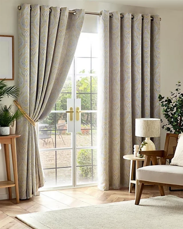 Image of Victoria Triple Woven Ready Made Eyelet Blackout Curtains Ochre