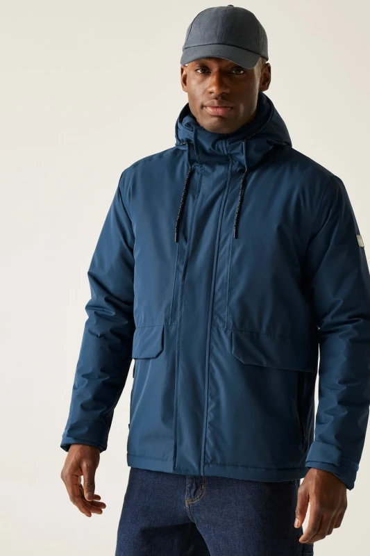 Image of Regatta Regatta Men Sterlings Hooded Waterproof Breathable Insulated Jacket in Blue Size: 3X-Large Blue XXXL Male 5063516101475