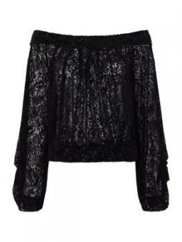 Image of Free People Ginger Berry Floaty Cold Shoulder Top Black