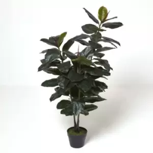 Image of Artificial Ficus Rubber Plant in Pot, 130cm Tall - Green - Homescapes