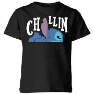 Image of Disney Lilo And Stitch Chillin Kids T-Shirt - Black - 11-12 Years