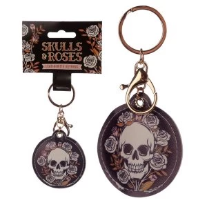 Image of Leatherette Skulls and Roses Keyring