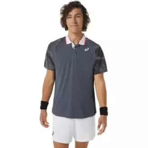 Image of Asics Court GPX Graphic Mens Tennis Polo - Grey