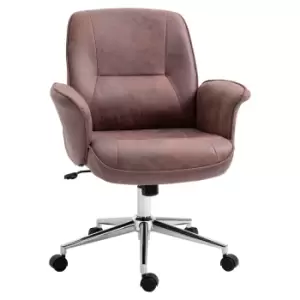 Image of Vinsetto Microfibre Office Chair, Mid Back Computer Desk Chair with Swivel Wheels for Home Study, Bedroom, Red