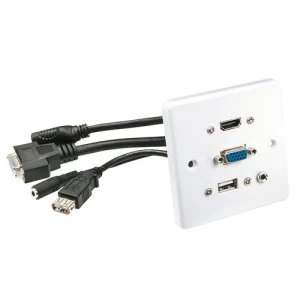 Image of Lindy 60220 HDMI + VGA + USB A + 3.5mm White socket-outlet