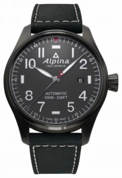 Image of Alpina Mens Startimer Pilot Automatic Black Strap AL- Watch