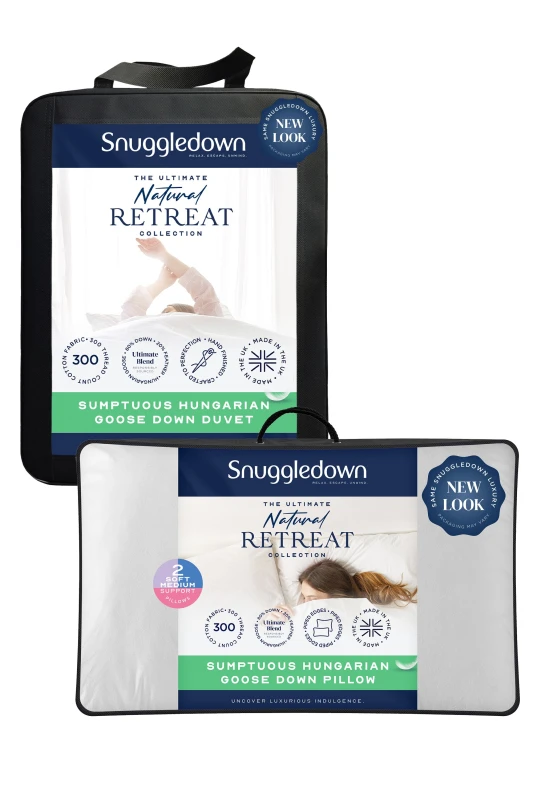Image of Snuggledown Hungarian Goose Down 4.5 Tog Duvet + 2 Pillows - White White Double