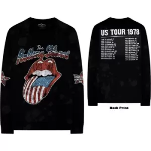 Image of The Rolling Stones - US Tour '78 Unisex Small Long Sleeved T-Shirt - Black