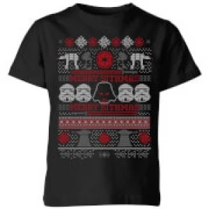 Image of Star Wars Merry Sithmas Knit Kids Christmas T-Shirt - Black - 3-4 Years
