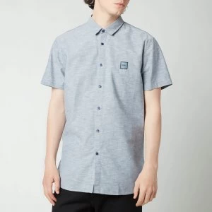 Image of Hugo Boss Magneton 1 Short Sleeve Oxford Shirt Navy Size 2XL Men