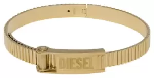 Image of Diesel DX1357710 FONT STEEL Mens Gold-Toned Hinged Bangle Jewellery