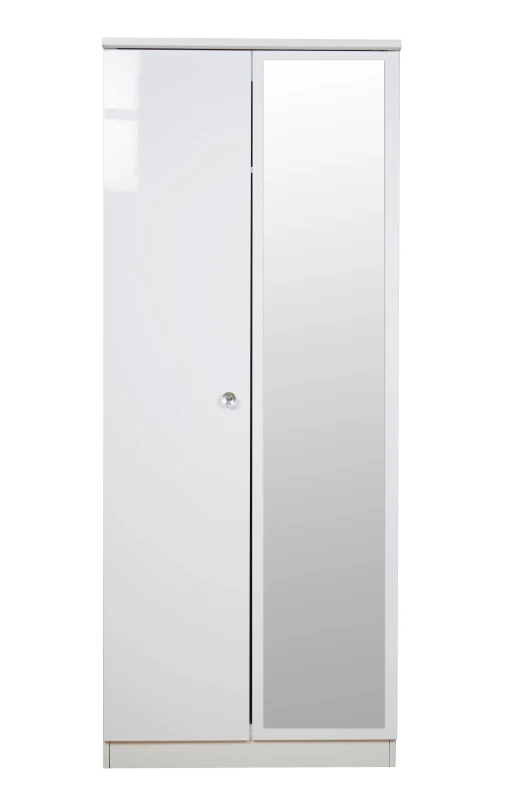 Image of Ready Assembled 2 U Broadway 2 Door Mirror Wardrobe with Sensor light(Ready Assembled) White