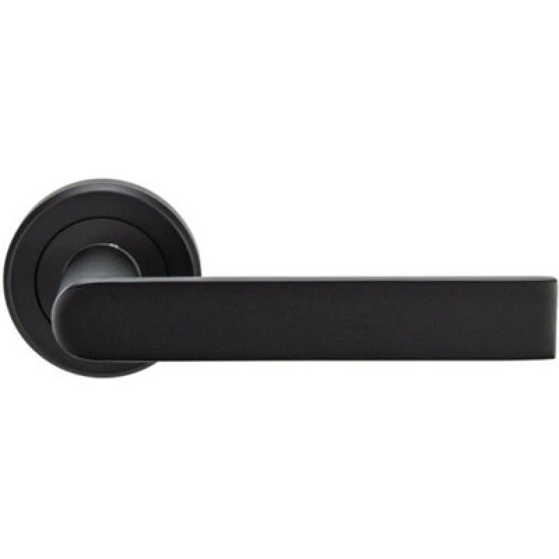 Image of Loops PAIR Flat Rectangular Bar Handle on Round Rose Concealed Fix Matt Black Black