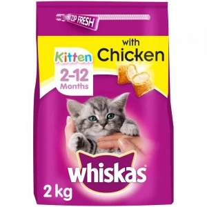 Image of Whiskas 2-12 Months Kitten Dry Cat Food With Chicken 1.9kg
