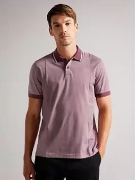 Image of Ted Baker Striped Panel Polo Shirt, Red, Size 3, Men