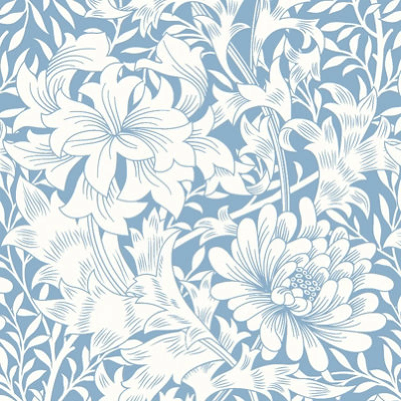 Image of Hoopla Walls Chrysanthemum Wedgewood Blue Smooth Matt Wallpaper