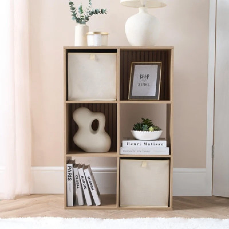 Image of OHS OHS Pair of 2 Matte Velvet Cube Storage Boxes in Natural Natural One Size Unisex 5027434217410