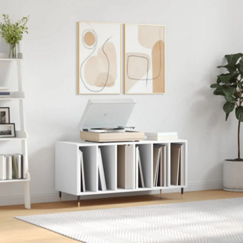 Image of Vidaxl Record Cabinet White 100X38X48cm Engineered Wood