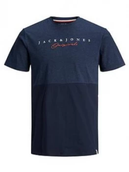 Image of Jack & Jones Boys Short Sleeve Colourblock T-Shirt - Navy