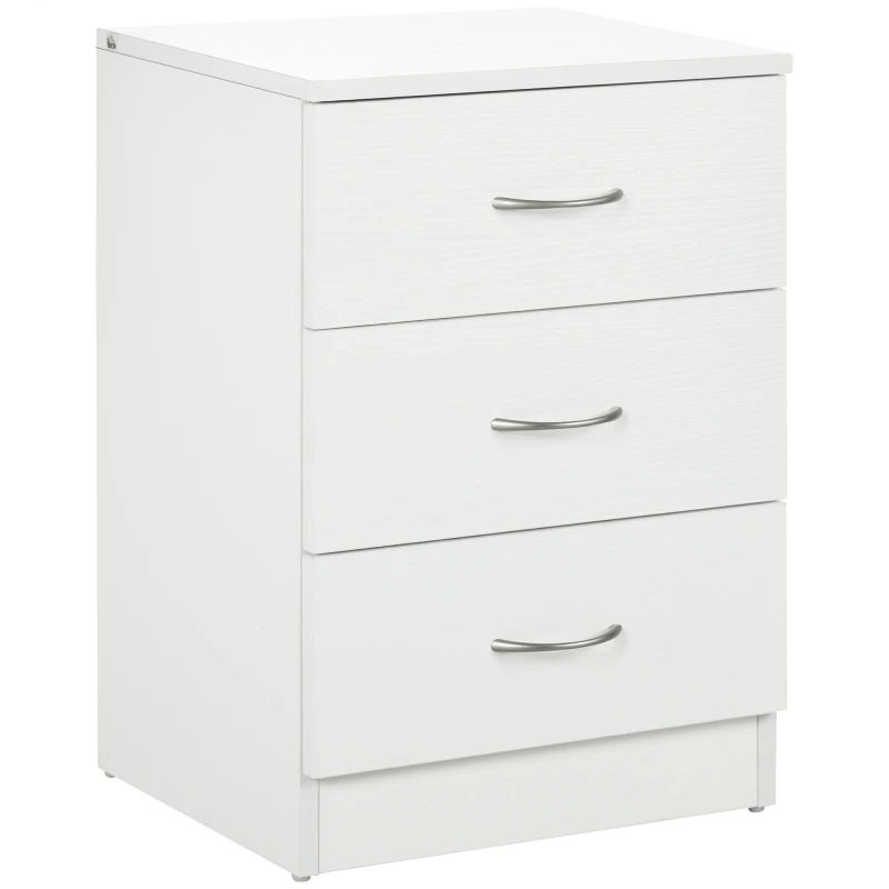 Image of HOMCOM Modern 3 Drawers Side Cabinet Wooden Bedside Table White 831-297V00WT