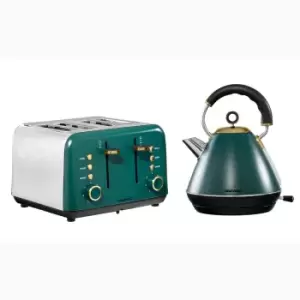 Image of Daewoo SDA2285GE Emerald 1.7L Pyramid Kettle and SDA2288GE Emerald 4 Slice Toaster Set