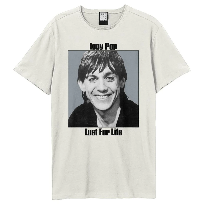 Image of Amplified Amplified Men Lust For Life Iggy Pop T-Shirt in White Size: X-Small White XS Male 5063574975582