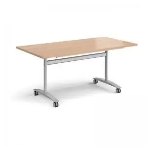 Image of Rectangular deluxe fliptop meeting table with silver frame 1600mm x