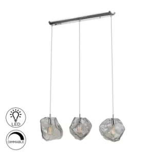 Image of Petra Pendant Light Straight Bar, Chrome, Smoke, 3x E27