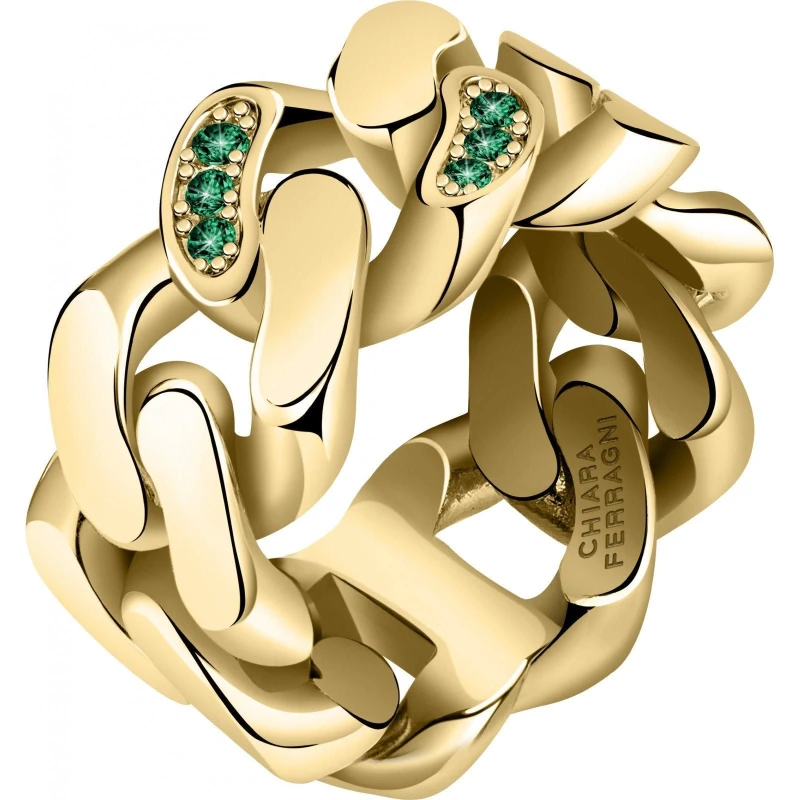 Image of Chiara Ferragni Womens Bossy Band Ring Yg/Green female 14
