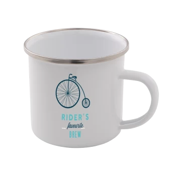 Image of Rider's Favourite Brew Enamel Mug - White