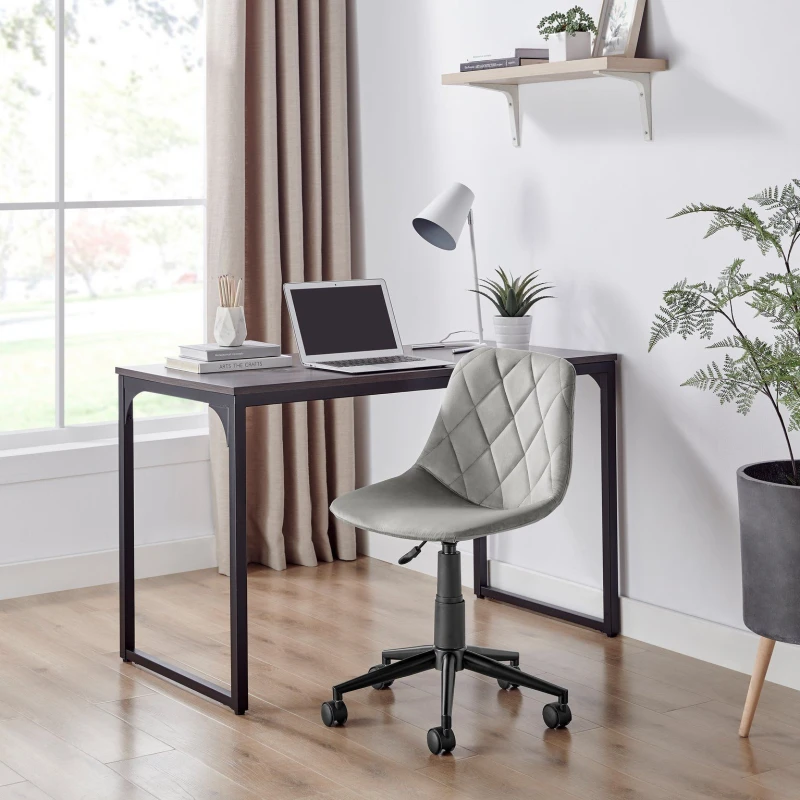 Image of FurnitureboxUK FurnitureboxUK Tessa Grey Velvet Office Chair Grey One Size Unisex 5056657198671