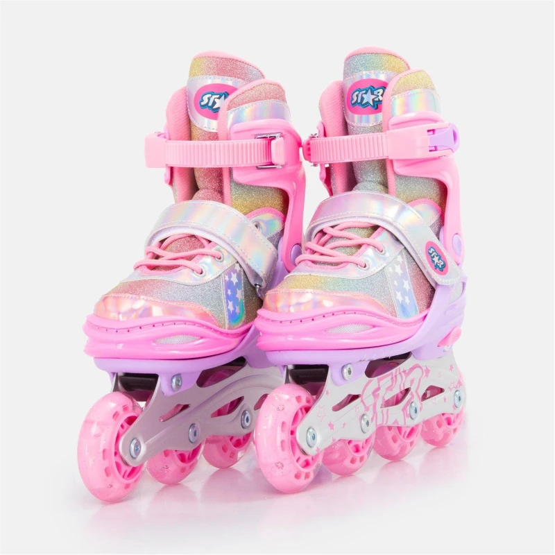 Image of Star Inline Skates with LED Wheel Kids Purple/Pink female C10-C13