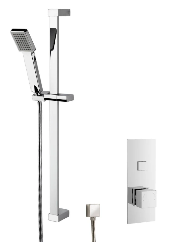 Image of Balterley Concealed Square Push Button 1 Outlet Valve Slide Rail Kit Chrome Silver