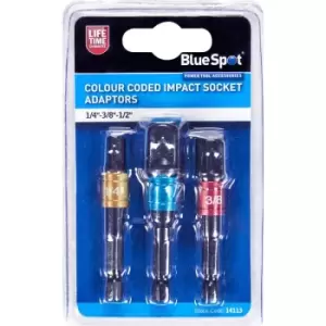 Image of Blue Spot Tools Colour Coded Impact Socket Adaptors (1/4"-3/8"-1/2")