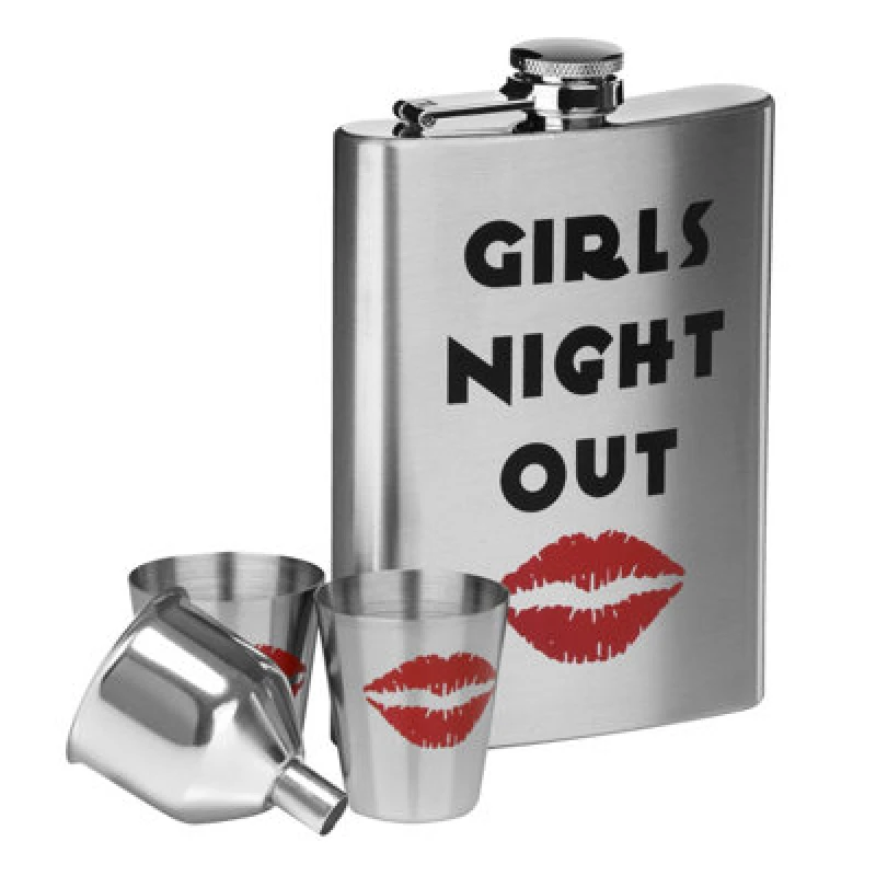 Image of Premier Housewares Girls Night Out Design Hip Flask Set Silver