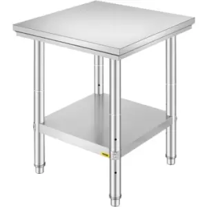 Image of VEVOR Kitchen Catering Table 24 x 24 x 32" NSF Stainless Steel Kichen Prep Table for Commercial and Home 60X60X80cm with Lower Shelf Work Table