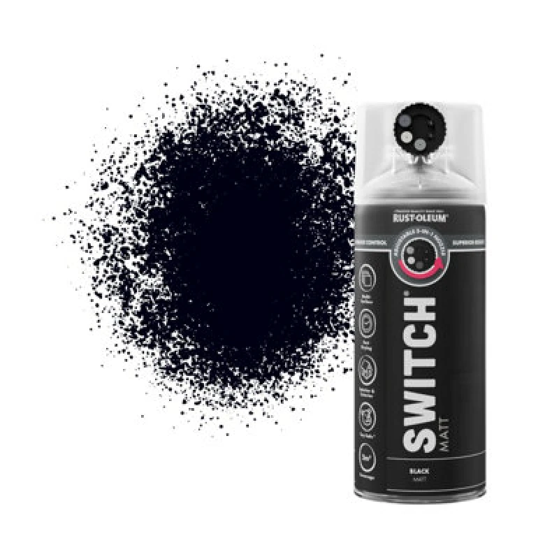 Image of RUST-OLEUM Rust-Oleum Switch Spray Paint 400ml - Matt - Black AE0709400UK